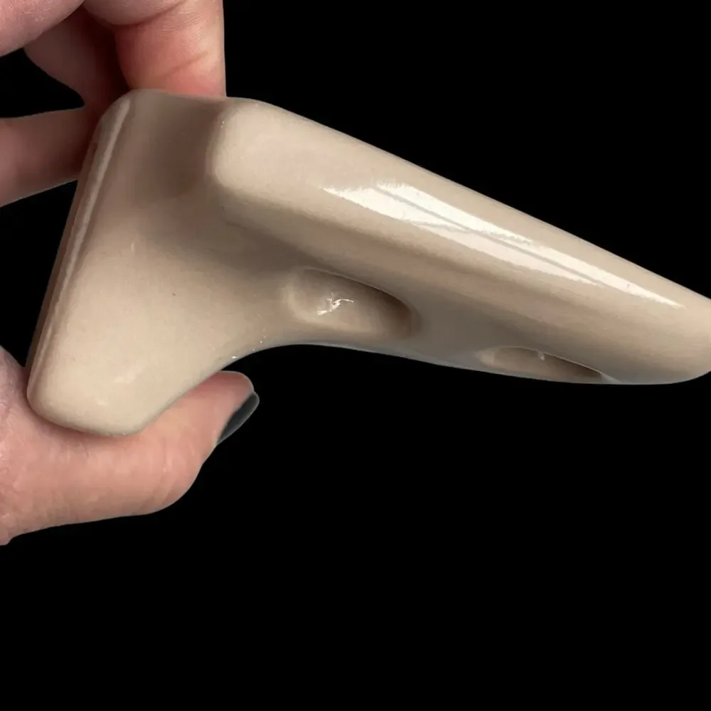 Vintage Porcelain Toothbrush Holder Wall Mount Bathroom 4 Slot Taupe Beige READ